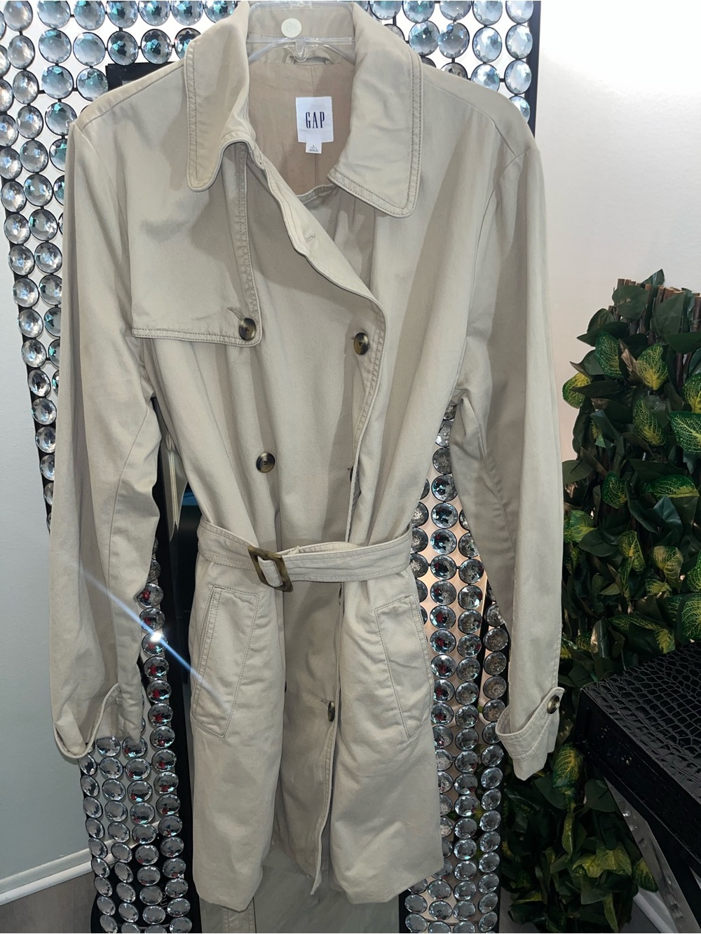 GAP Women's Beige Double-Breasted Trench Coat with Belt